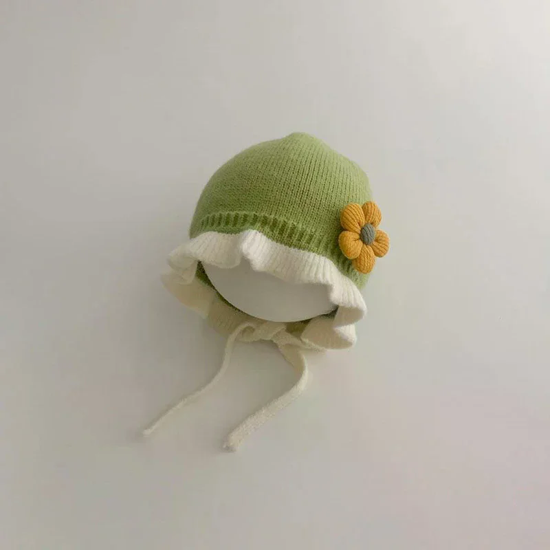 جديد زهرة الطفل قبعة الشتاء الدافئة قبعة صغيرة محبوكة قبعة للفتيات يندبروف الرضع الأميرة القبعات