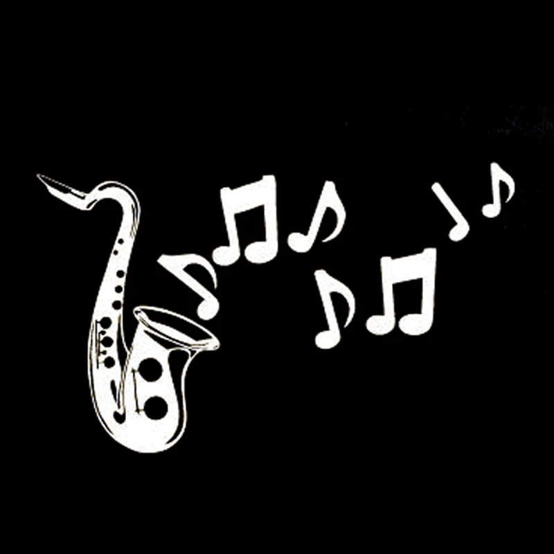 Funny Music Saxophone Symbol Sticker Fashion Car Window Decoration Personality Pvc Waterproof Decal Black/white, 17cm*10cm