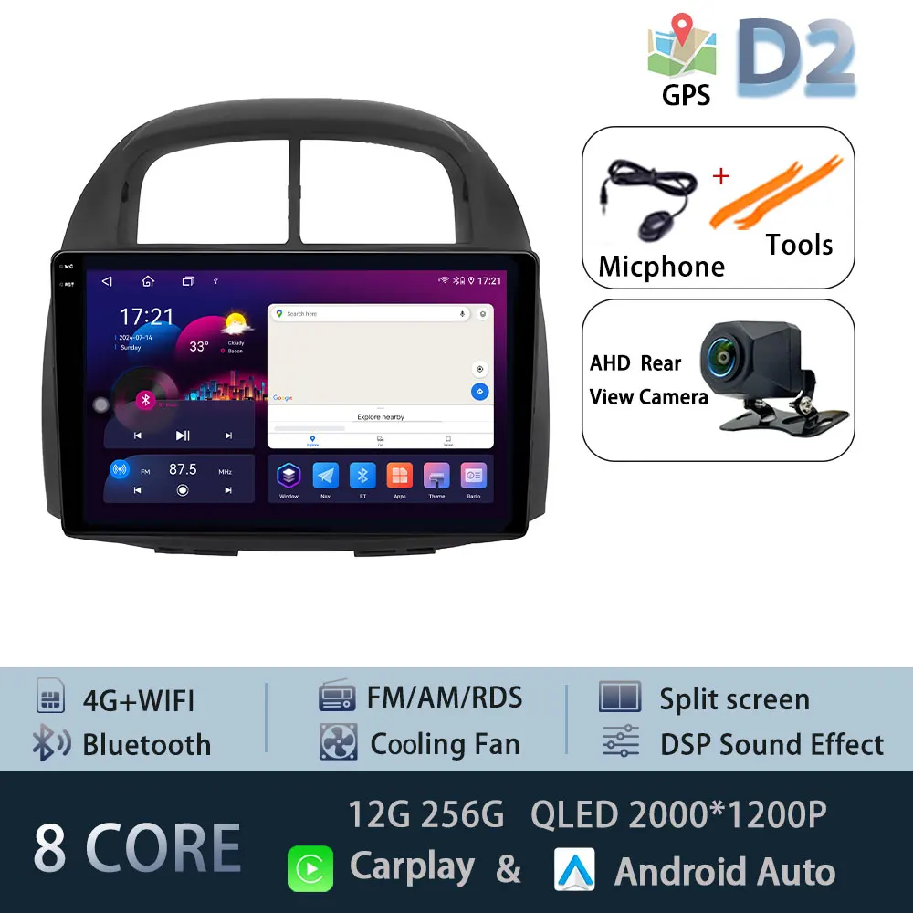 10.1 "Autoradio Android 15 Voor Toyota Passo Myvi Daihatsu Sirion 2006-2011 CarPlay Auto BT Multimedia GPS 360 °   Hoofdeenheid