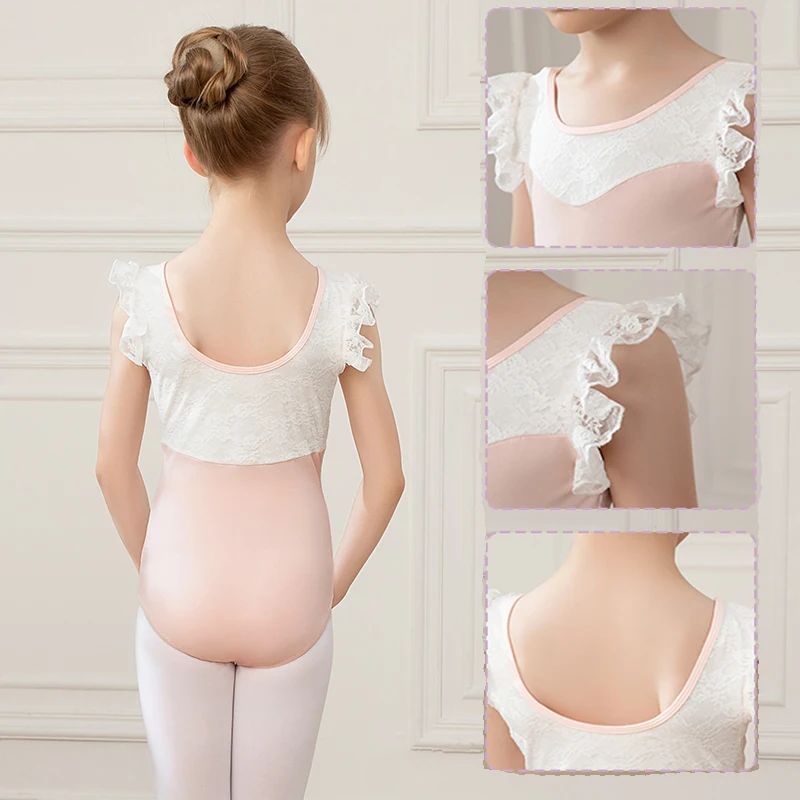 Girls Ballet Leotards Tutu Dress Ballet Skirt For Kids Children Dance Skirt Gymnastics Dancewear Balleriana Clothes Lace Sleeves