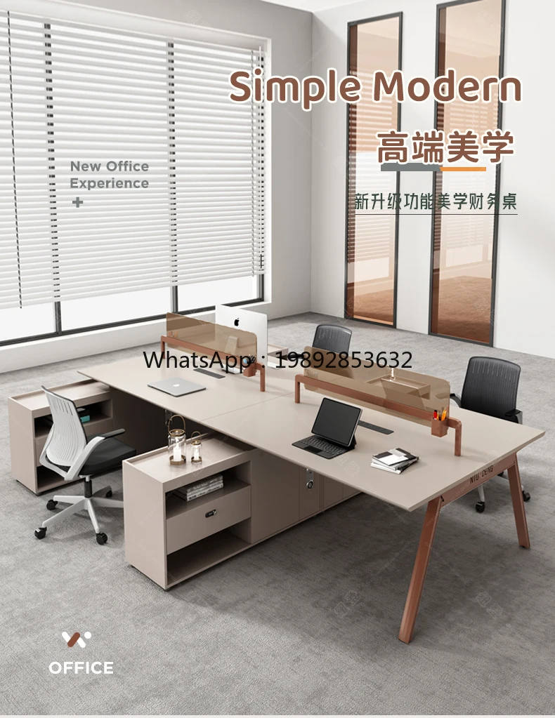 YFY Office Desk and Chair Set with Partition, Four-Person Modern Simple Office Furniture for Employees