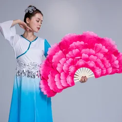 Belly Dance Double-sided Peony Flower Petals Dancing Fan Foldable Hand Fan for Square Dancing Fan Stage Performance Props