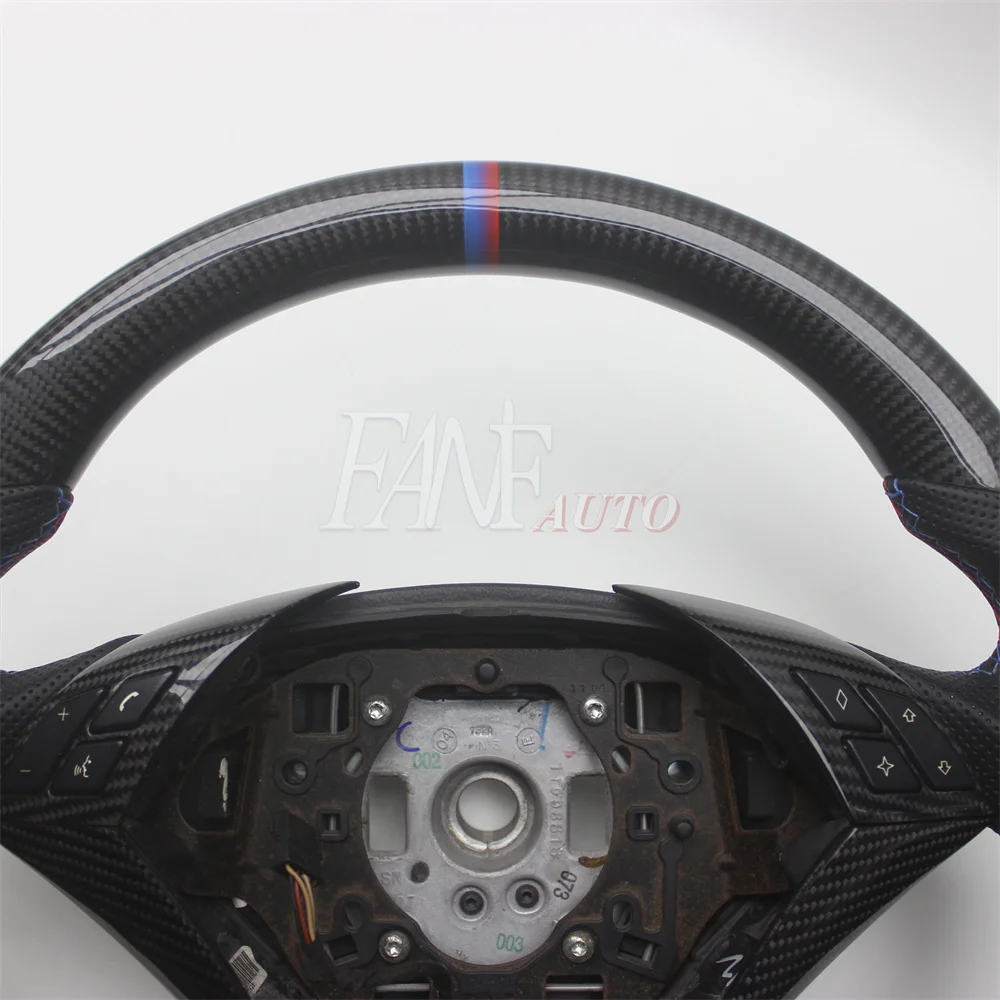 Replacement Real Carbon Fiber Steering Wheel with Leather for BMW M5 E60 E61 5 Series 2003-2010