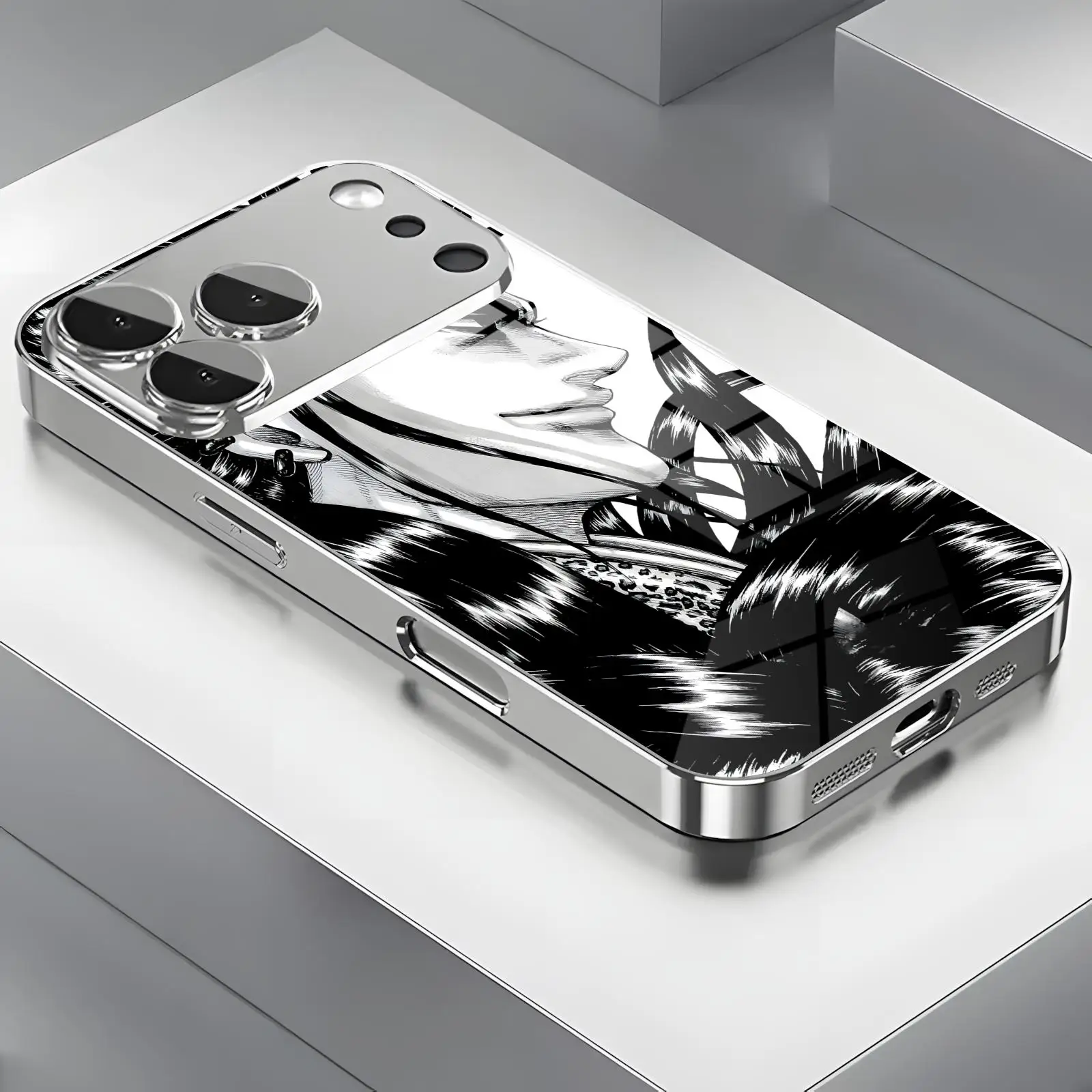 Coque de téléphone pour iPhone 17 16 16e 15 14 13 12 Plus Mini Pro Max, coque de téléphone en verre électro-plaqué, anime kingdom