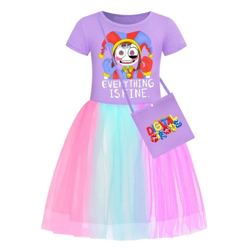 ภาพยนตร์ใหม่ The Amazing Digital Circus Fly Sleeve ชุดเด็กผู้หญิงพร้อมกระเป๋าเด็กวันเกิด Party Cosplay ชุดลําลอง