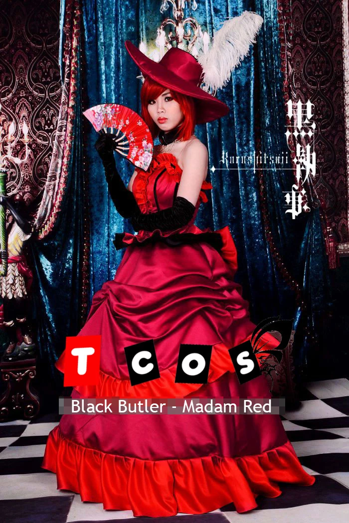 COS-Kiki Anime Đen Butler Madam Đỏ Trò Chơi Phù Hợp Với Trang Phục Hóa Trang Đầm Thanh Lịch Đồng Nhất Halloween Vai Trò Chơi Bộ Trang Phục phụ Nữ