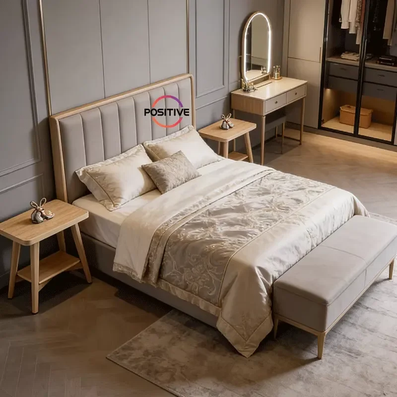 Home Bedroom Nightstand Small Table Mid-Century Bedside Shelf Sofa Double-Layer Side Table