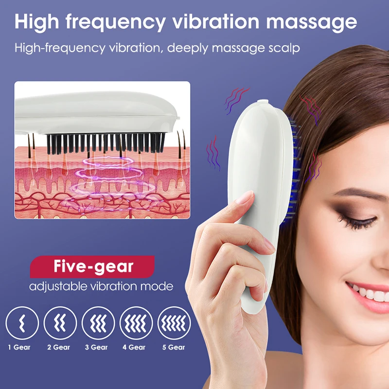 Red Blue LED Massage Comb Relief Head Scalp Massager For Hair Growth Hair Brush Vibration Red Blue Light Therapy Anti Hair Loss