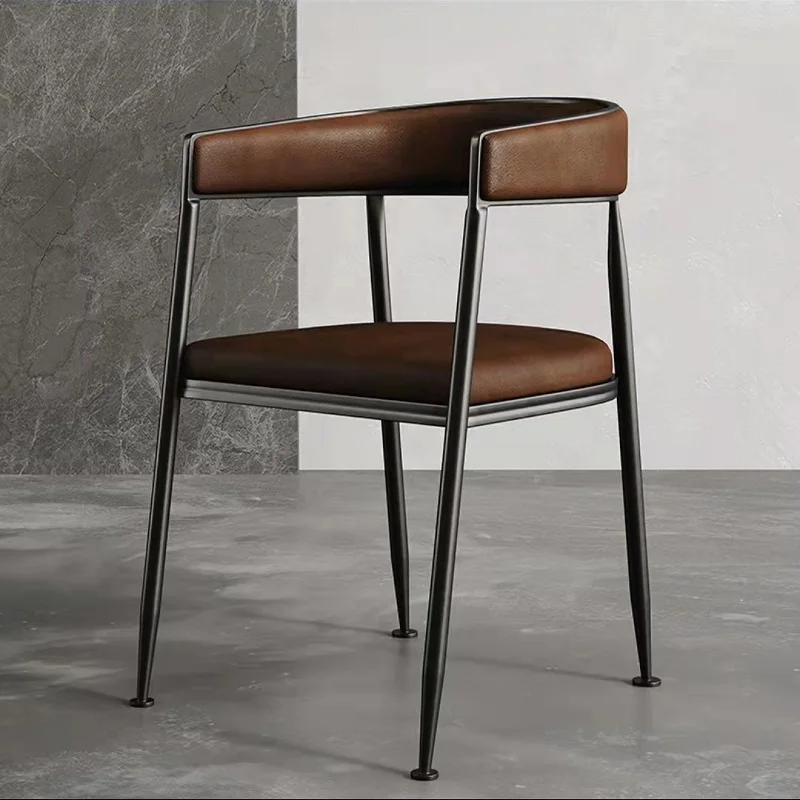 

Light luxury modern simple wrought iron backrest dining table and chairs