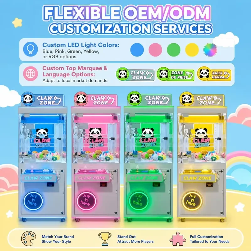 Novatech Global MAKER Compact Cute Acrylic Claw Machine Coin Operated High Profit Plush Toy Crane Doll Cabinet for