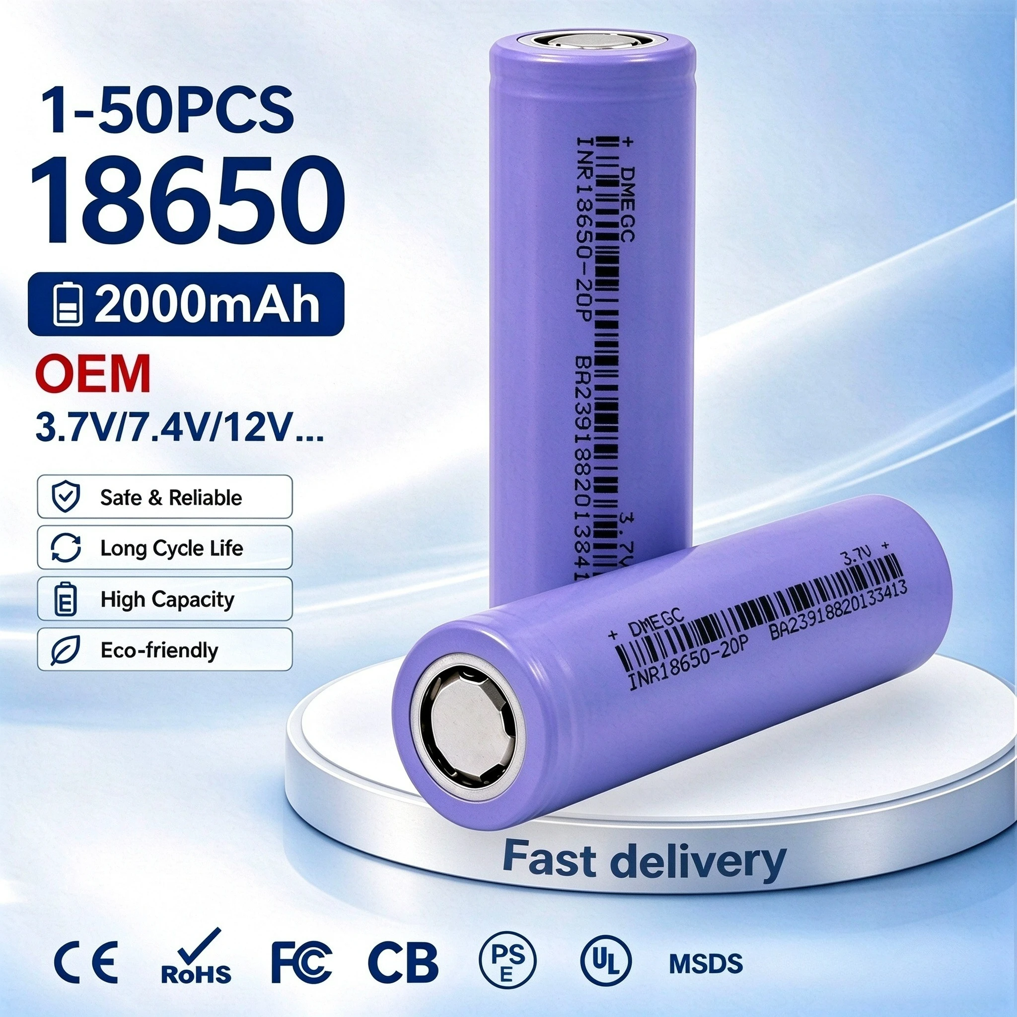 NEW 18650 Lithium Battery 10C 20A Discharge 3.7V 2000mAh INR18650, Rechargeable Li-ion For Drone,Flashlight,Headlamp Power Tools