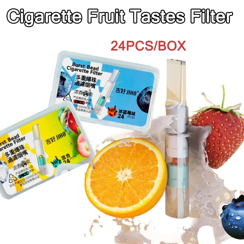 

24PCS New Disposable Healthy Cigarette Fruit Tastes Filter For 8mm 6mm Microfilter Tar Filtration Smoking beads Smoking Gadgets