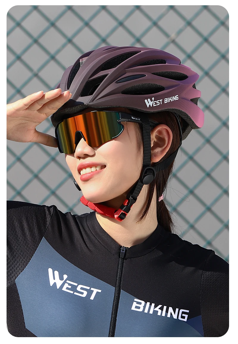 WEST BIKING Fahrradhelm Ultraleicht Integral Geformt 28 Belüftungsöffnungen Farbverlauf Verstellbare Größe M L Rennrad MTB Fahrradhelm Unisex – Detail 15