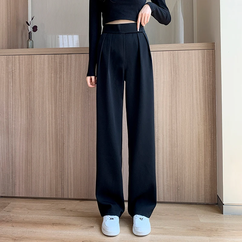 PELEDRESS Women Suit Pants Traf Chic Korean Fashion Office Lady Long Straight Trousers High Waist Pantalones de Mujer Jumpsuits