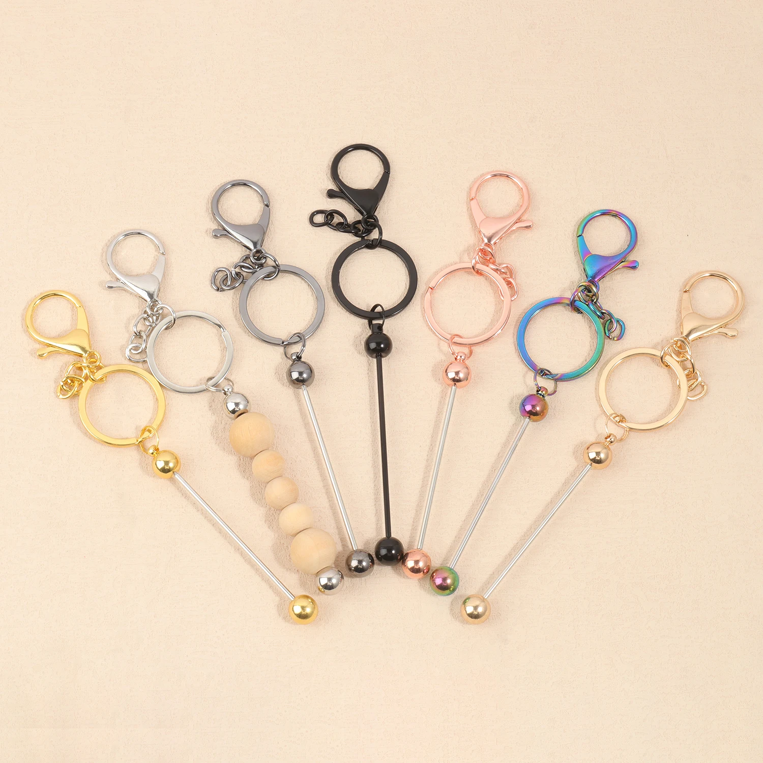 1pc Multicolor Metal Beadable Keychain Bars Beadable Blanks Durable Key Holder Y2k Keychain For Keychain Projects Pendant Gift