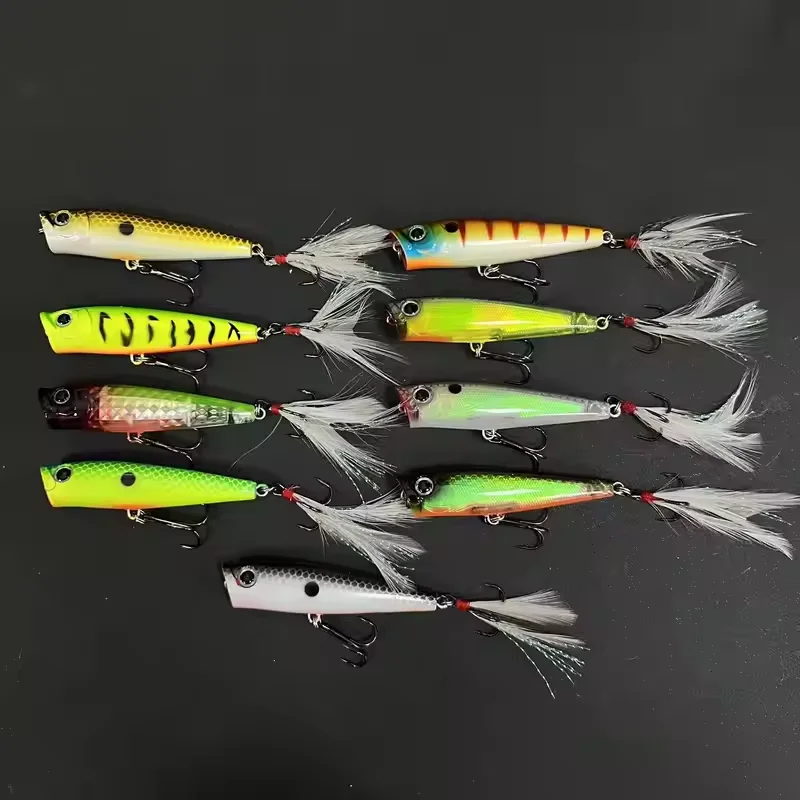7g 65mm Surface Popper Fishing Lures Long Casting Artificial Hard Bait Topwater Pencil Swimbait Wobblers for Pike Perch Supplies