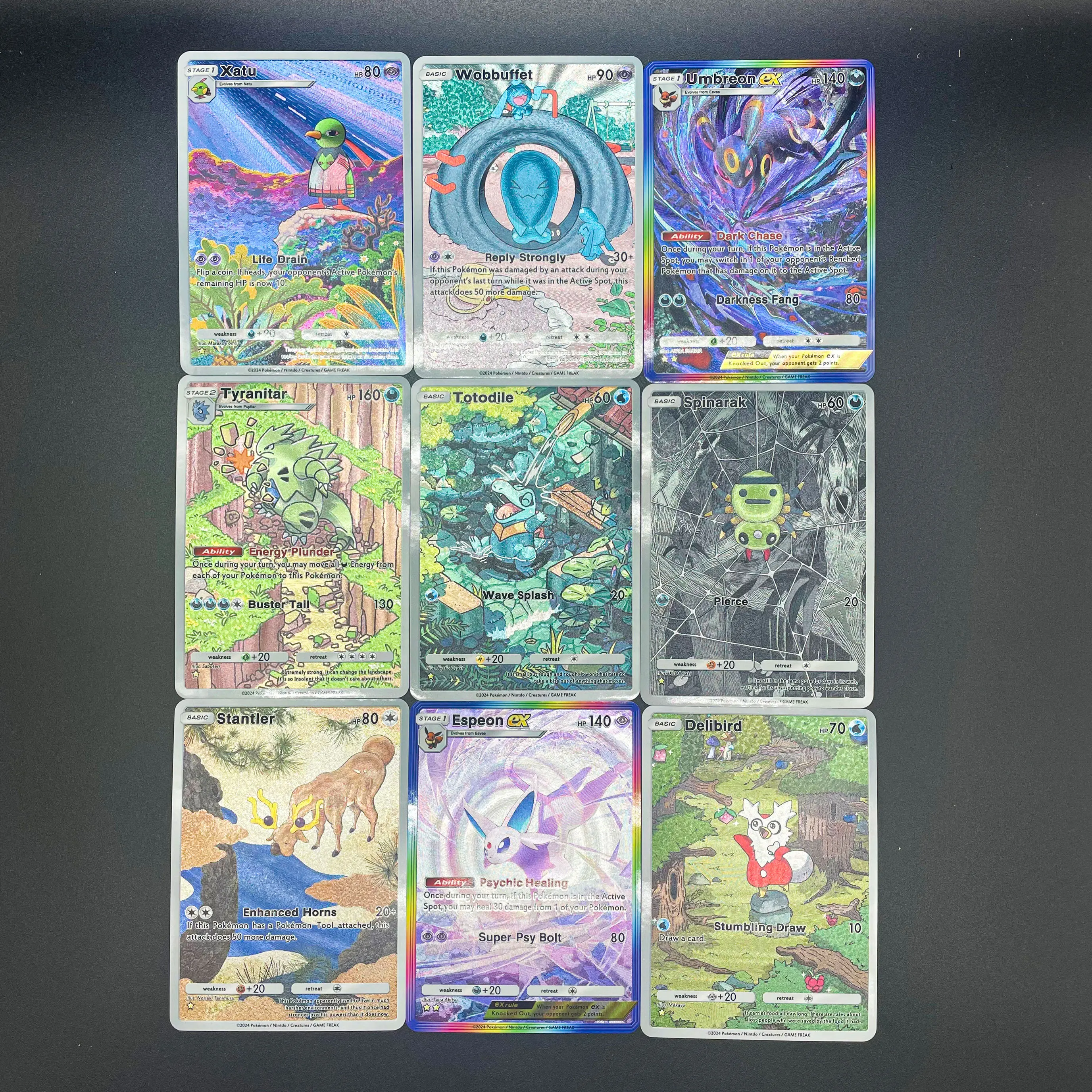 

20-я установка, карманная коллекционная карта из ПТКГ, английская Ex Umbreon Totodile Espeon, флэш-карта с тиснением и текстурой, игрушка в подарок ребенку