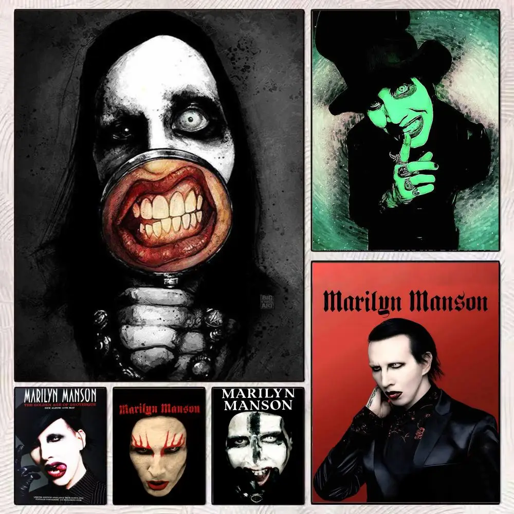 Singer M-Marilyn Manson Painting Calligraphy Modern Aesthetic Wall Art Print Trendy Bedroom Home Decor Gift