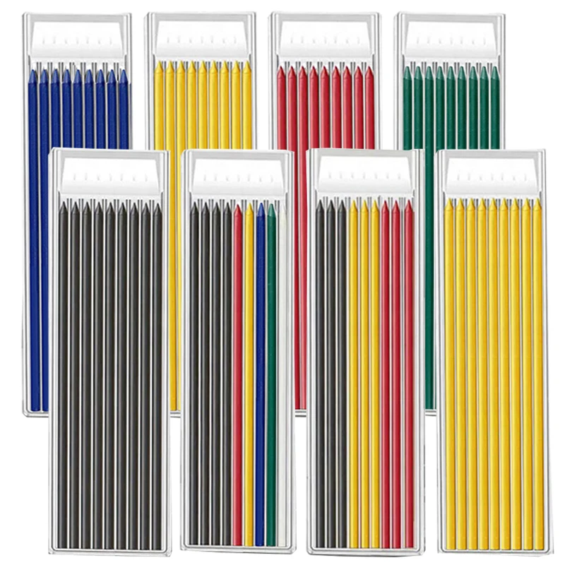 6 Colors 2.8mm Replaceable Lead Core 2B Woodworking Automatic Pencil Lead Deep Hole Marking Architectural Painting Pencil Lead