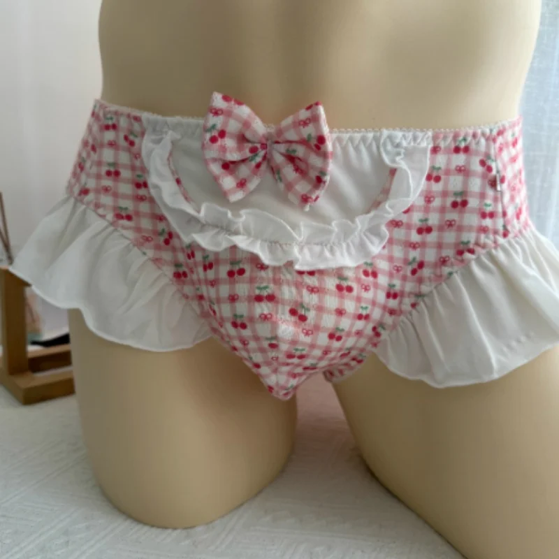 

ABDL Male Lolita Mid-waist Briefs Triangle Pack Hip Breathable Panties U Convex Pouch Sissy Underwear FKK Party Cosplay Panty