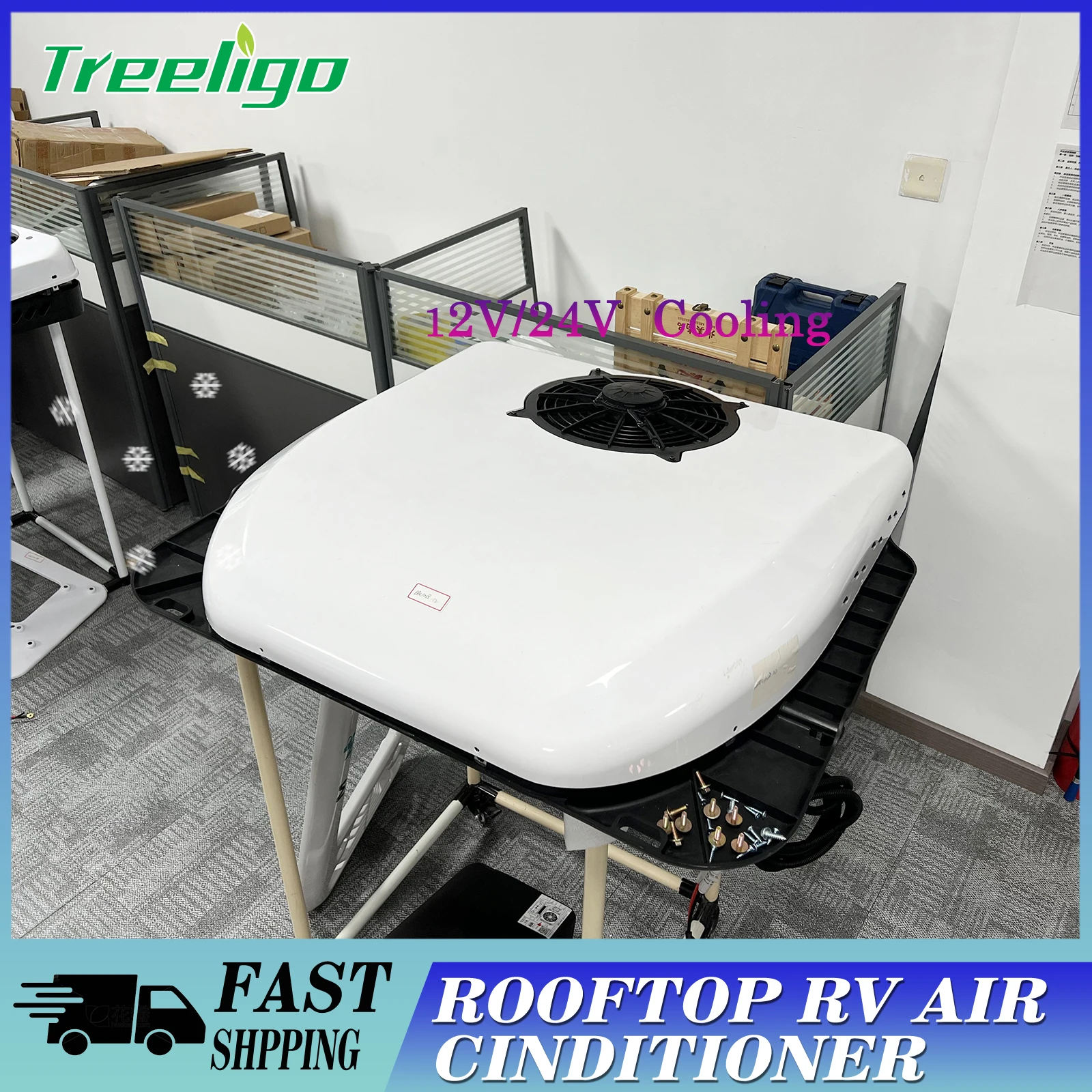 

Treeligo Ultra-thin Electric RV Air Conditioner 24V 12V Automotive Ceiling Air Conditioning For Camping Car Caravan Motorhome