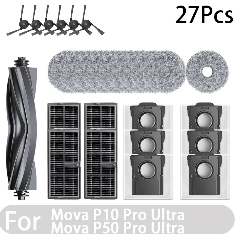 Compatibel voor Mova P50 Pro Ultra, Mova P10 Pro Ultra Accessoires Tricut Borstel Hepa Filter Mop Doek Stofzak