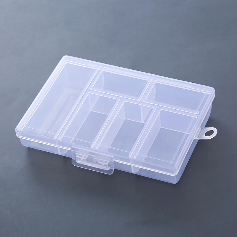 6-grid Plastic Jewelry Organizer Desktop Storage Box Adjustable Craft Storage Organizer Beads Bracelet Jewelry Boxes Packaging