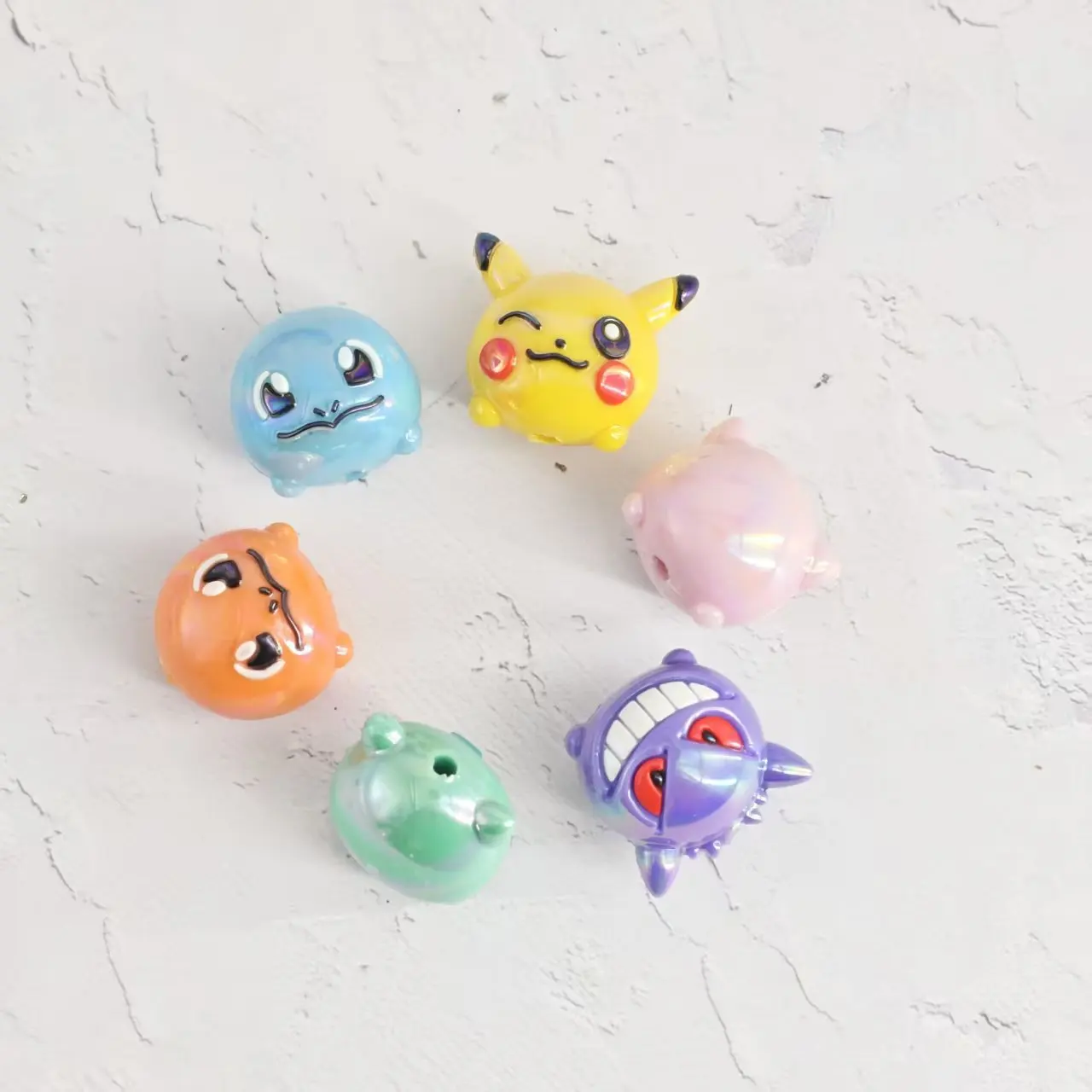 10PCS Pokemon Gengar Pikachu PVC focal Beads For Jewelry Making DIY badge reel Bead Pen keychain Accessories - view 3