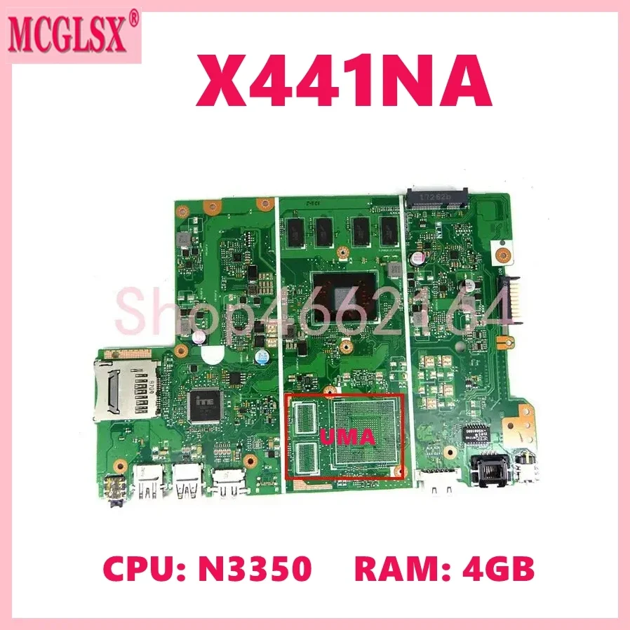 X441NA N3350 N4200 CPU 4GB RAM UMA/GT810M Laptop Motherboard For Asus X441NC F441NA A441NA X441NA K441NA Mainboard