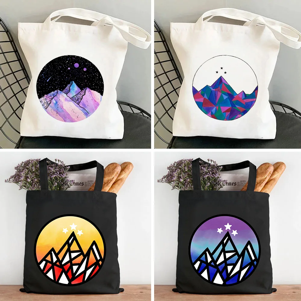 Acotar Night Court Insignia Sunset Mountains A Court Of Mist And Fury Women's Canvas Tote Bags Shoulder Shopping Cotton Handbags