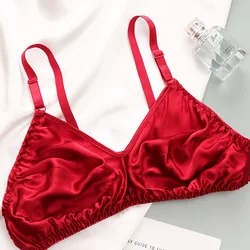 Silk Bra No sponge no underwire Thin silk bra No trace underwear women's plus-size breathable silk bra