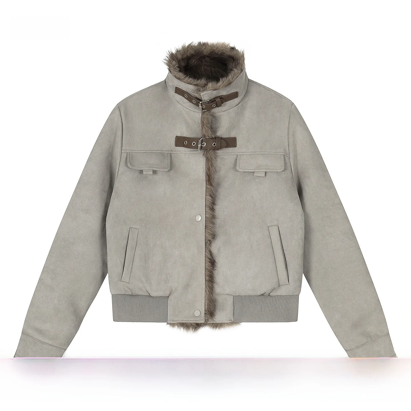 

Куртка EZEK в американском повседневном стиле для мотоциклистов, приталенная, с флисовой подкладкой, короткая верхняя одежда с меховыми вставками, воротник-стойка, стильная и свободная.