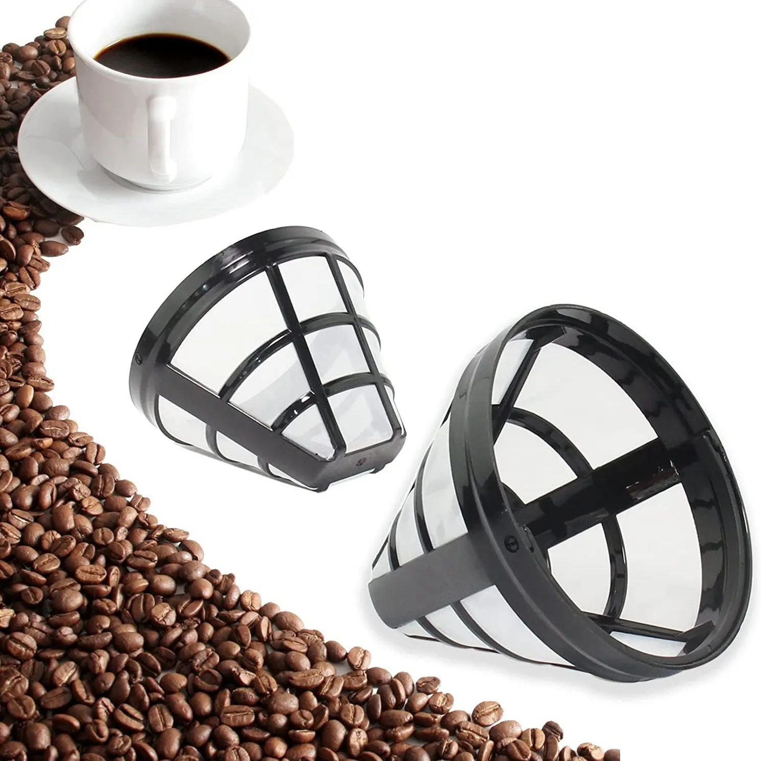 2Pack No.4 Reusable Coffee Maker Basket Filter for Cuisinart Ninja Filters, Fit Most 8-12 Cup Basket Drip Coffee Machine image 4
