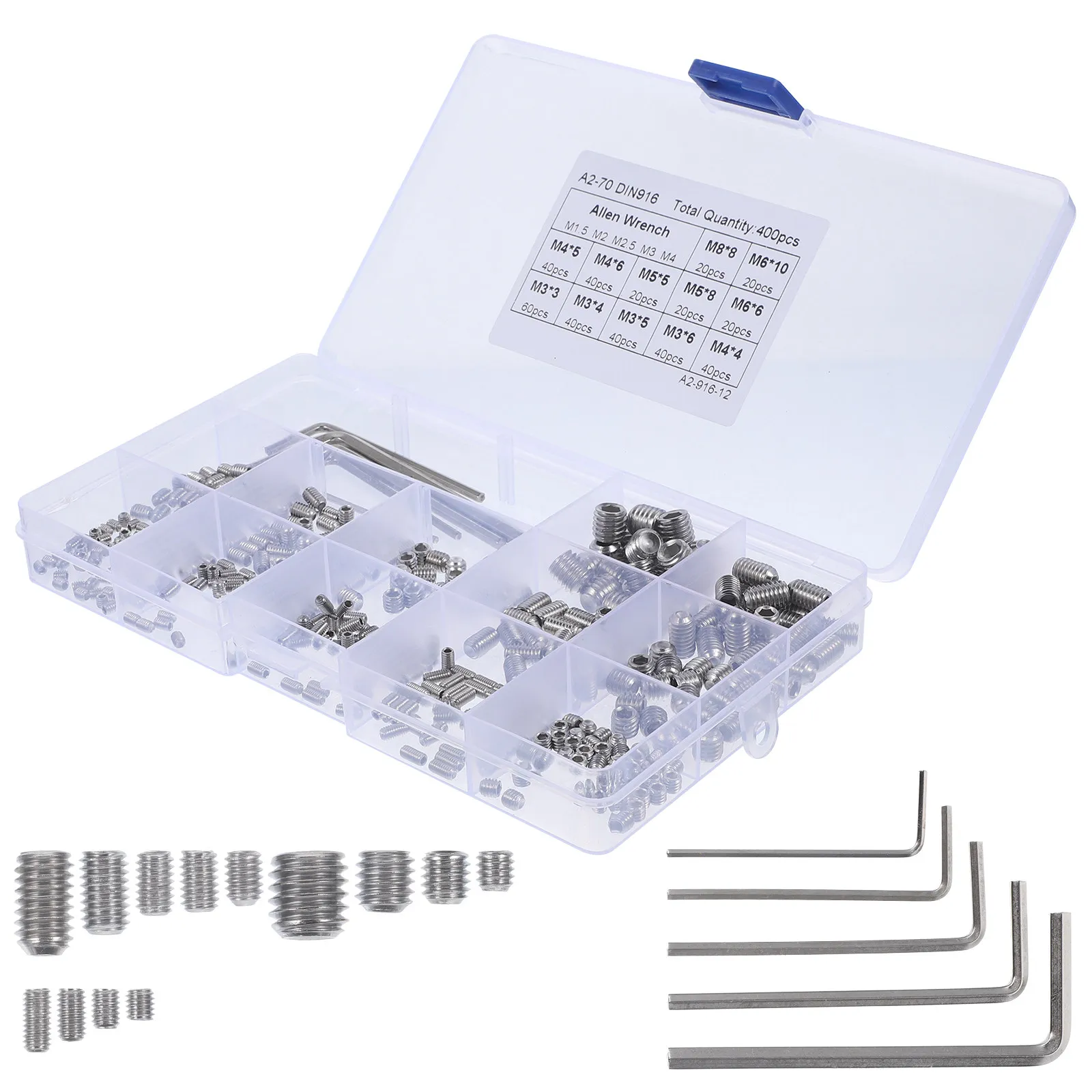 

1Set Premium Socket Grub Screw Assortment Kit Stainless Steel Set Screws with Clear Threads No Burrs for Fixture Assembly DIY