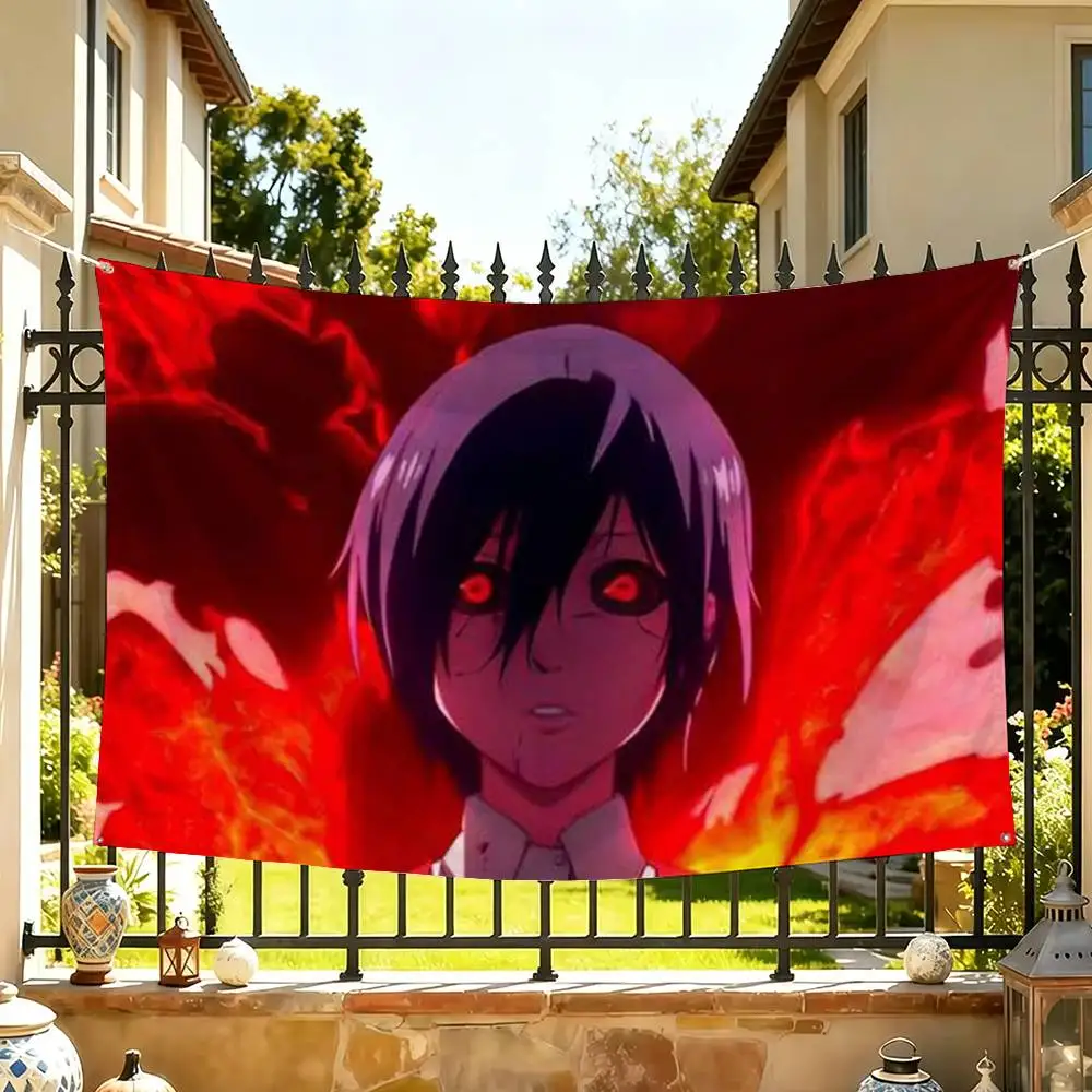 Anime T-Tokyo G-Ghoul Touka Kirishima Flags Wall Hanging Tapestry Outdoor Garage Room Decorative flag Background Blanket