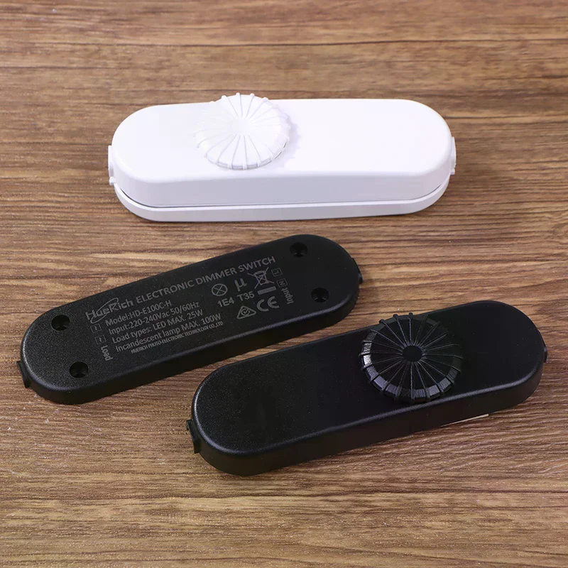 Eu LED Dimmer Switch 120V/220V Full Range Rotary Dimmer Switch Inline Lamp Switch for Table Lamp / LED Lamp / Halogen Bulbs