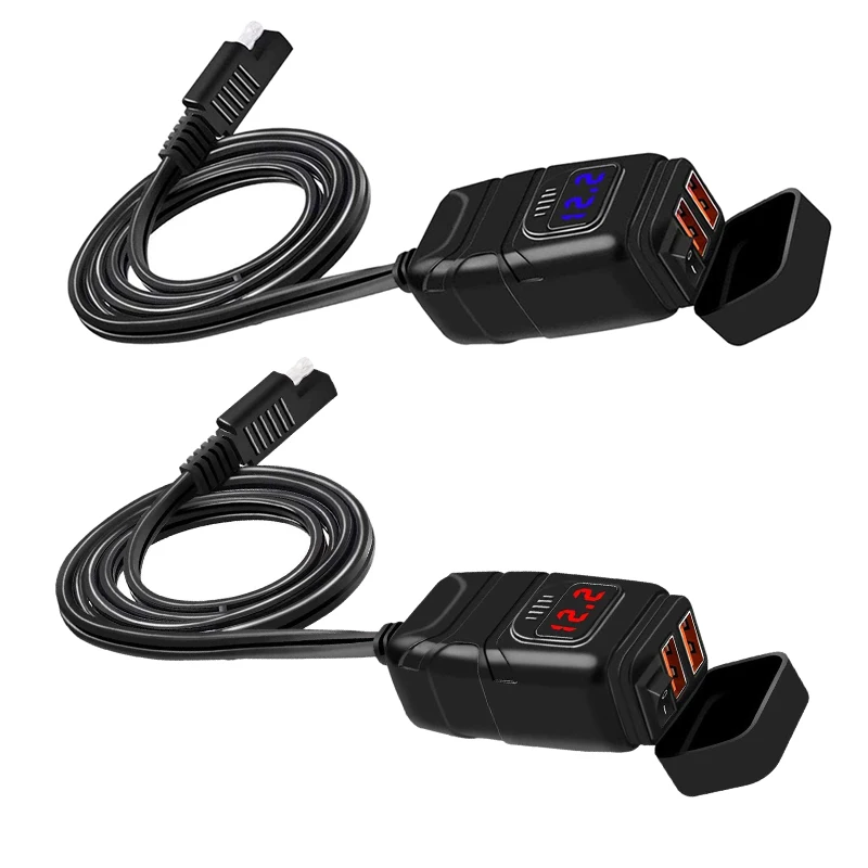 

Мотоциклетный руль 12 в SAE Dual QC3.0 телефон с вольтметром, двойное сверхбыстрое зарядное устройство USB