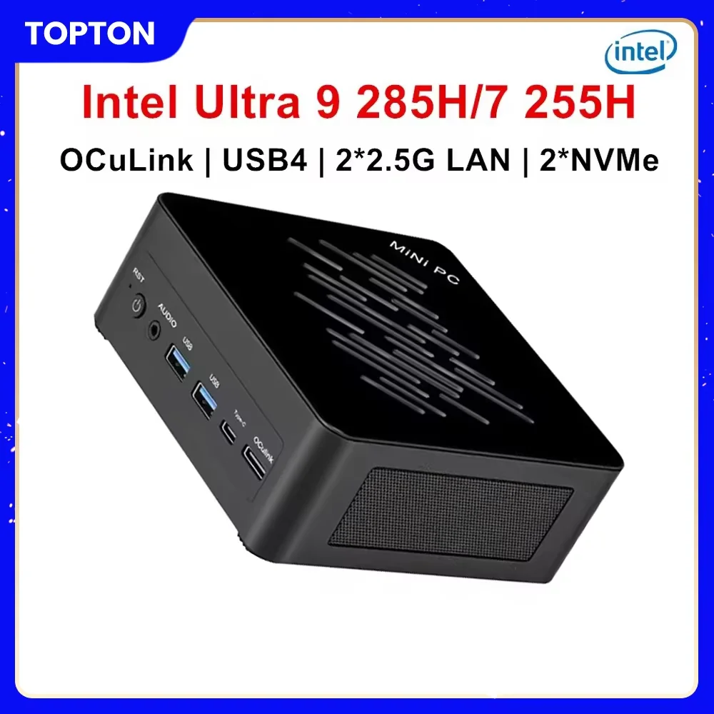 Topton Gaming Mini PC Intel Ultra 9 285H 7 255H 165H 5 125H OCuLink USB4 2x2.5G LAN 2xNVMe Windows 11 كمبيوتر مكتبي WiFi6E #1
