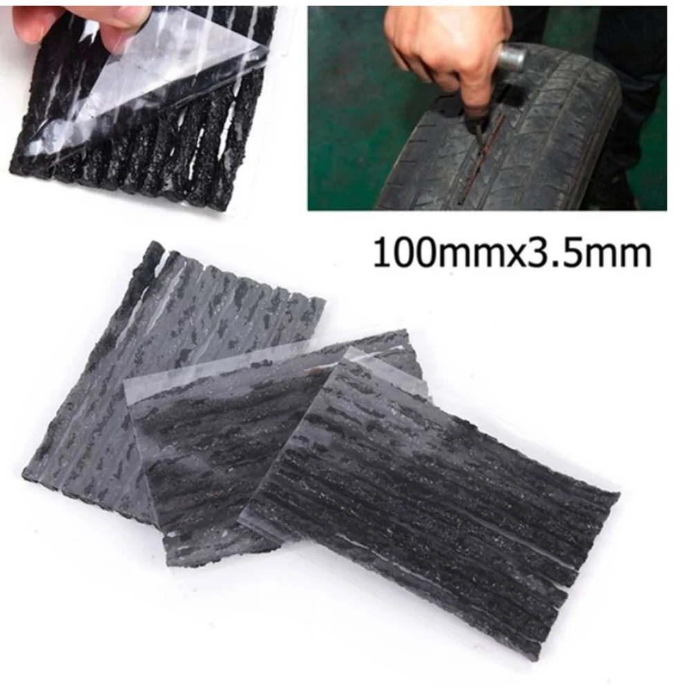 

20Pcs Auto Tire Seal Strip Repair Tool for Tubeless Wheels 100x3.5mm Black Resistant to Aging Tight Seal Performance
