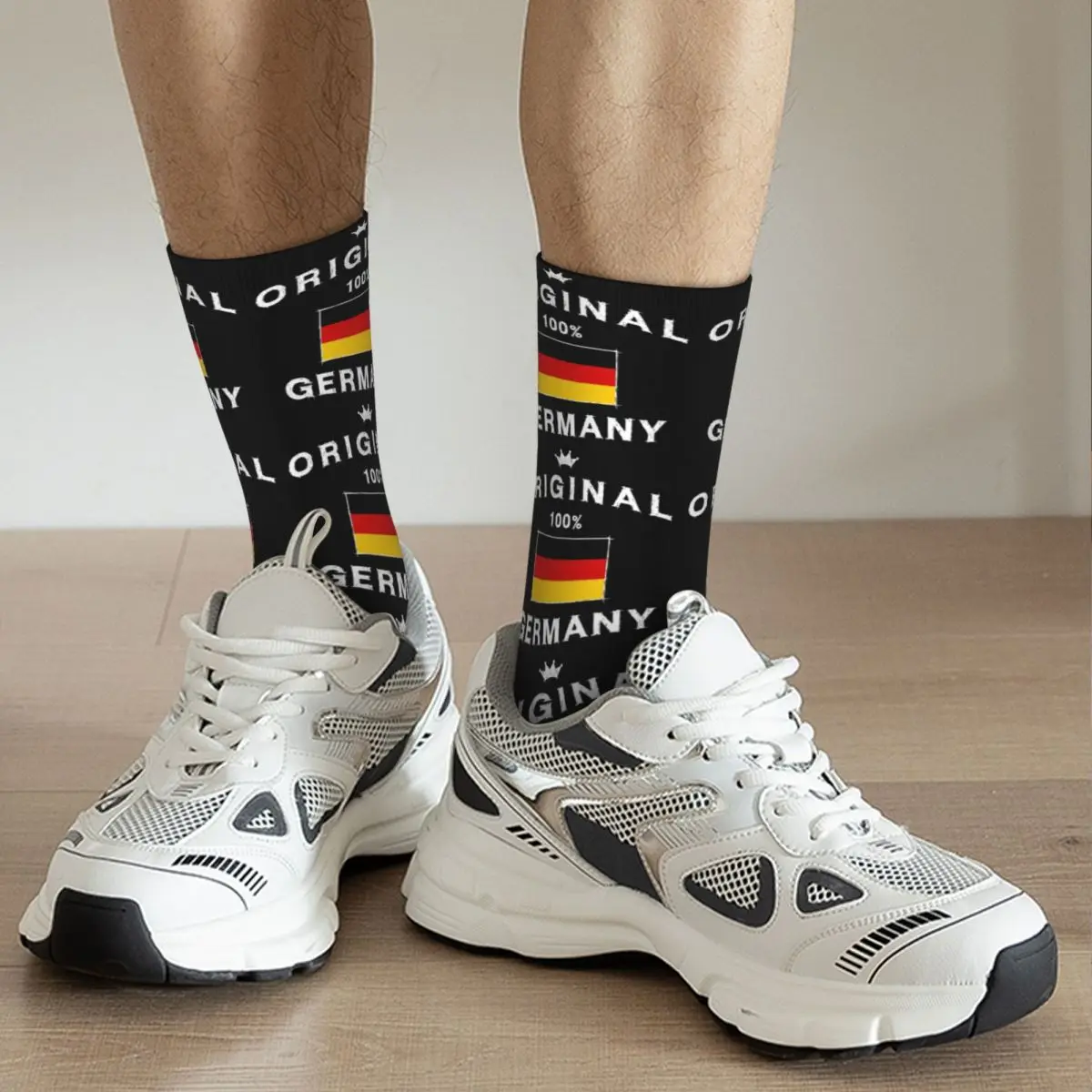 Kaus kaki Crew motif bendera Jerman Retro produk untuk wanita kaus kaki kru antilembap