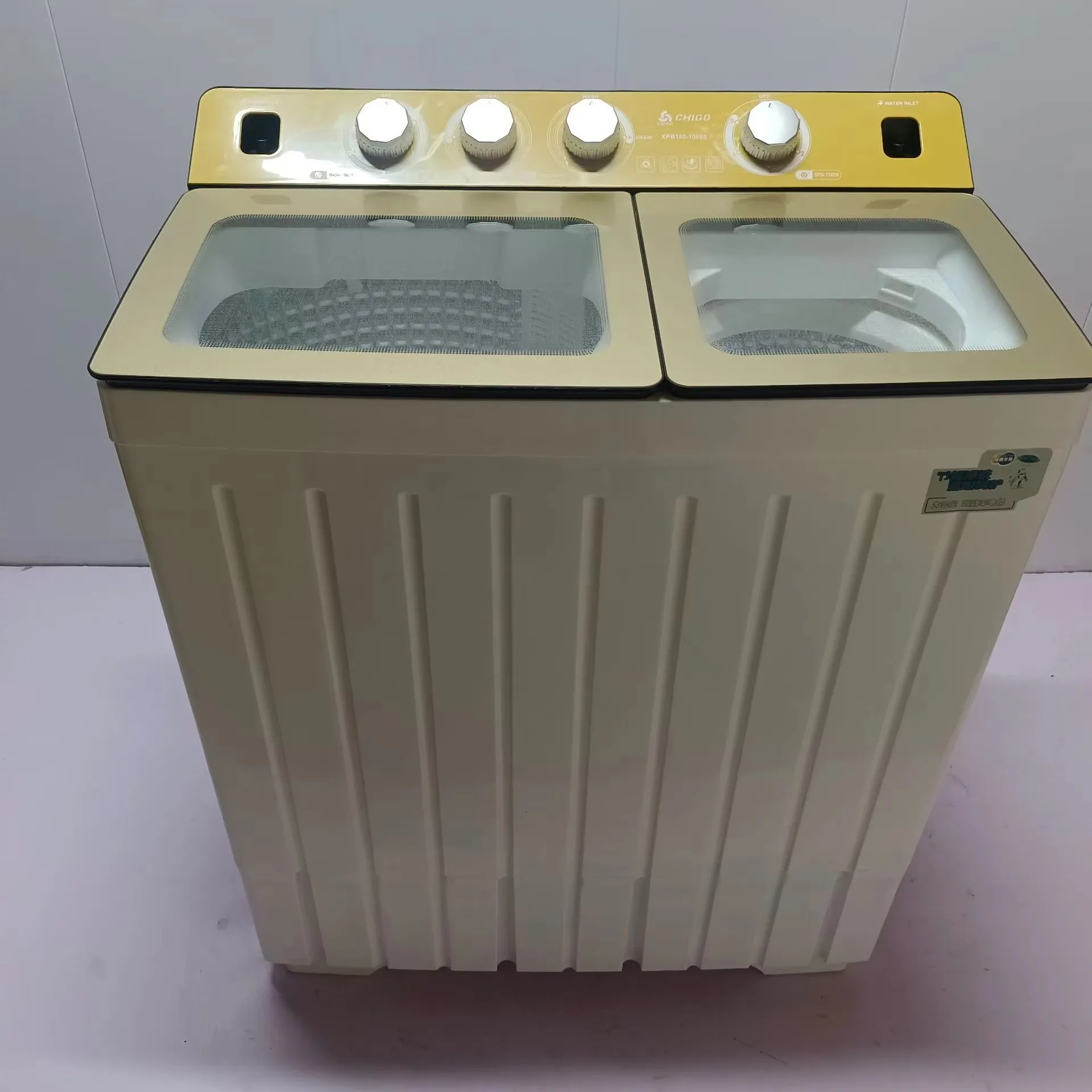 Household large-capacity double-cylinder semi-automatic pulsator washing machine, 18kg English panel washing machine