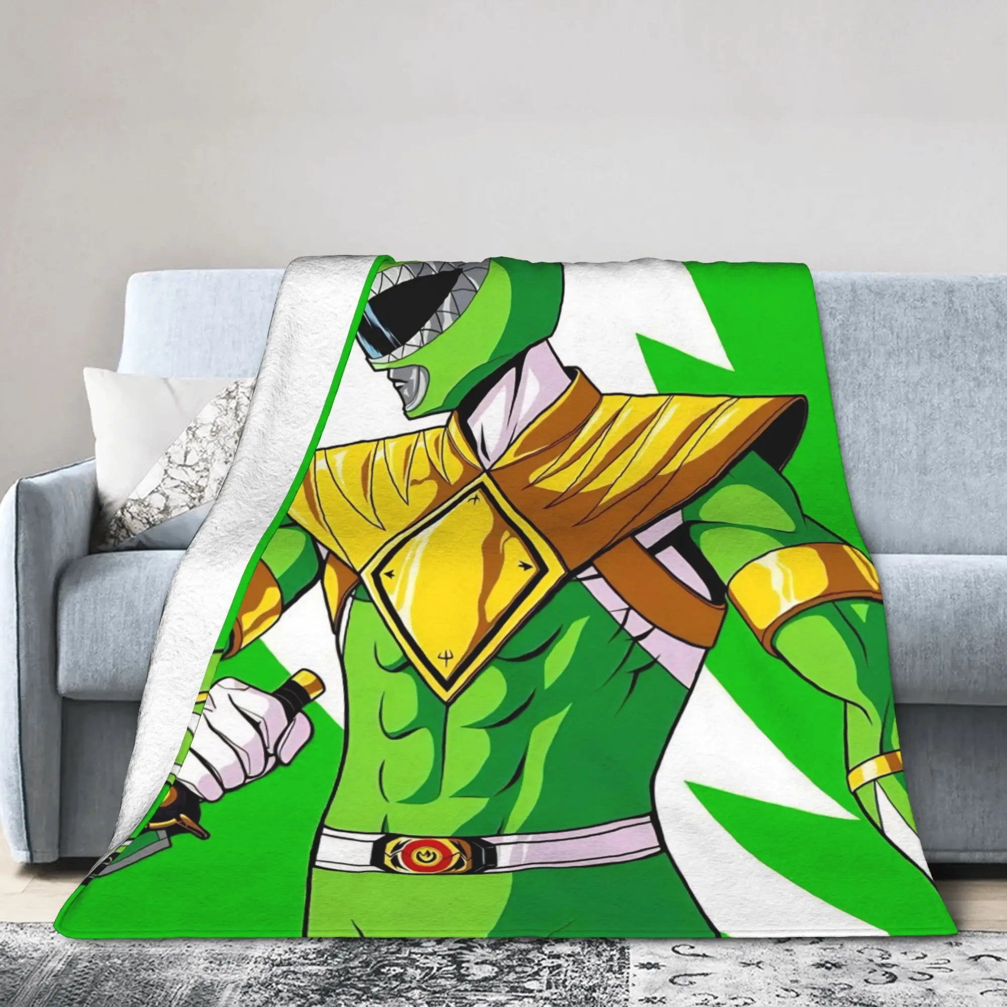 Green Ranger Blanket Power R-Ranger Flannel Vintage Breathable Throw Blankets for Chair Covering Sofa Spring Autumn