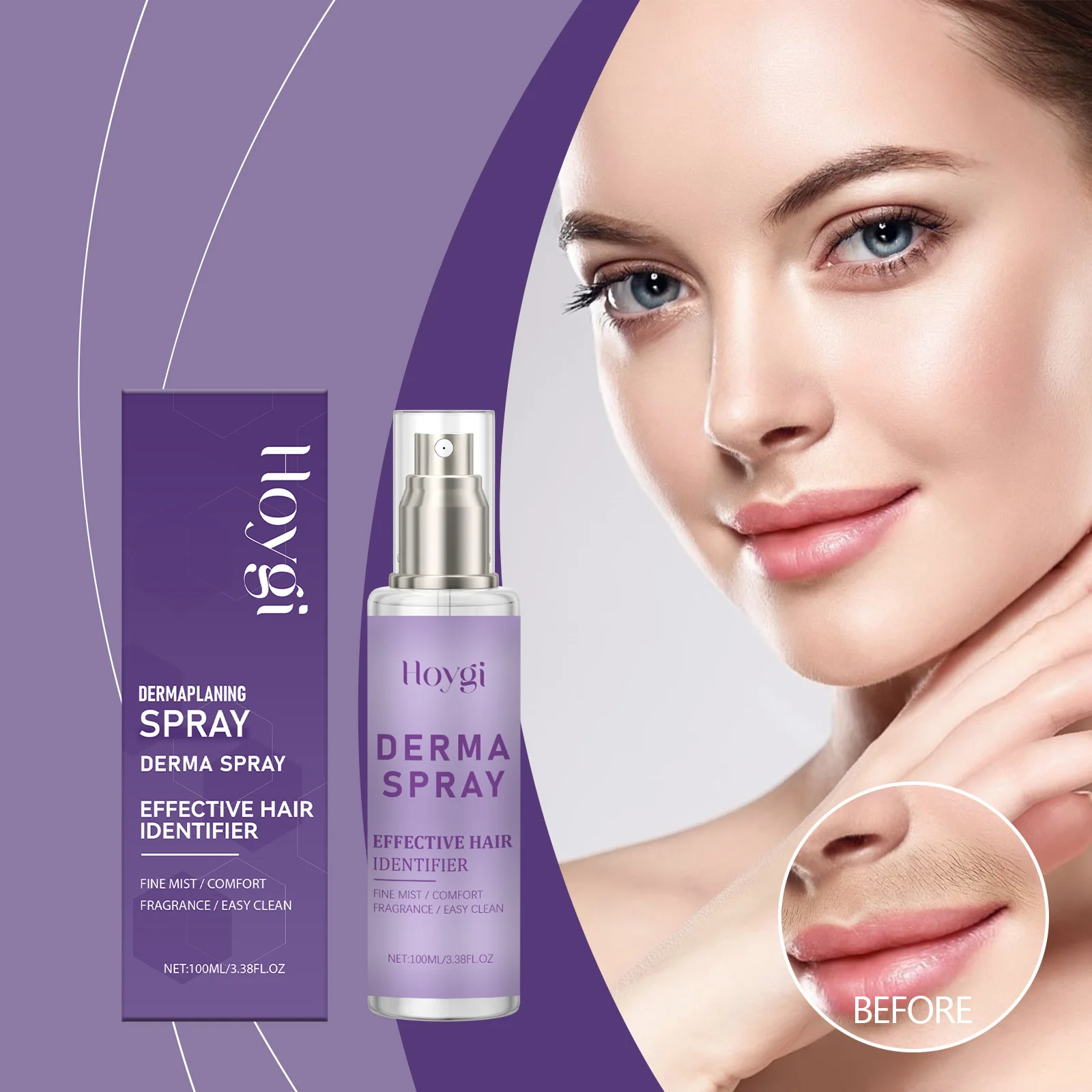 Spray Dermaplaning - Préparation pré-rasage pour une épilation faciale impeccable |   Brume fine pour le confort, identifiant capillaire, facile à nettoyer