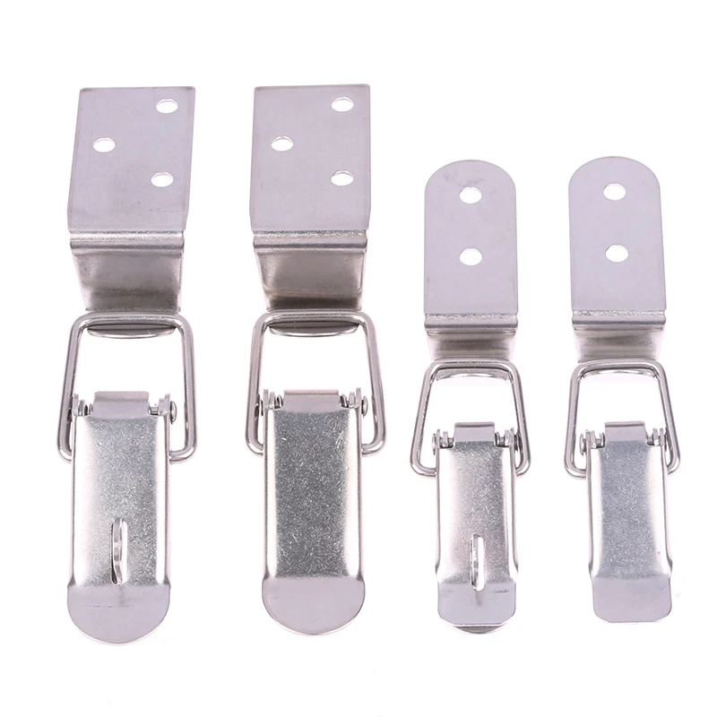 90Degrees Duck-mouth Buckle Hook Lock Stainless Steel Spring Loaded Draw Toggle Latch Clamp Clip Silver Hasp Latch Catch Clasps!