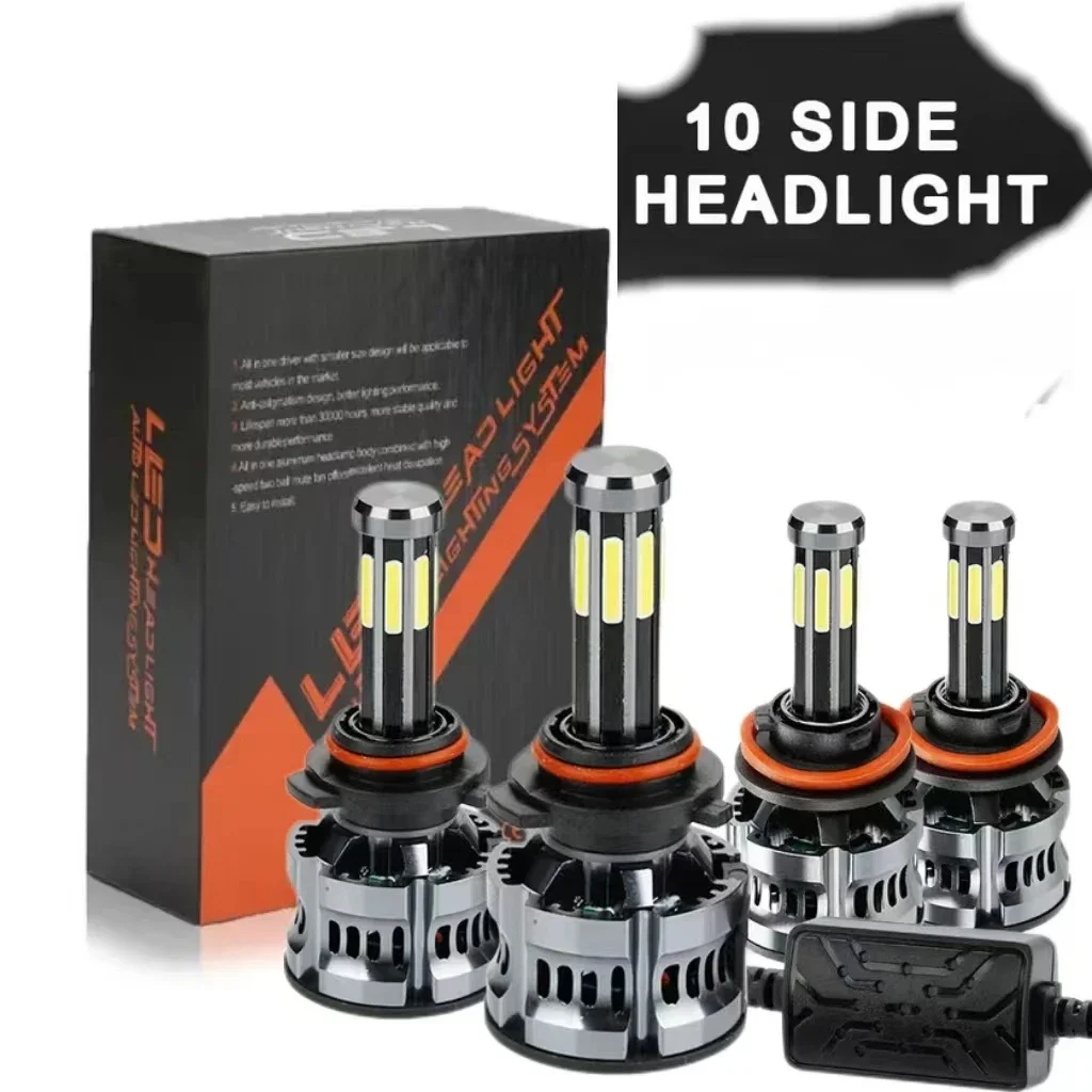 10-sided LED bulbs for cars H1H7H4 high and low beam integrated 6000K car lights  LED headlights, front headlights, fog light