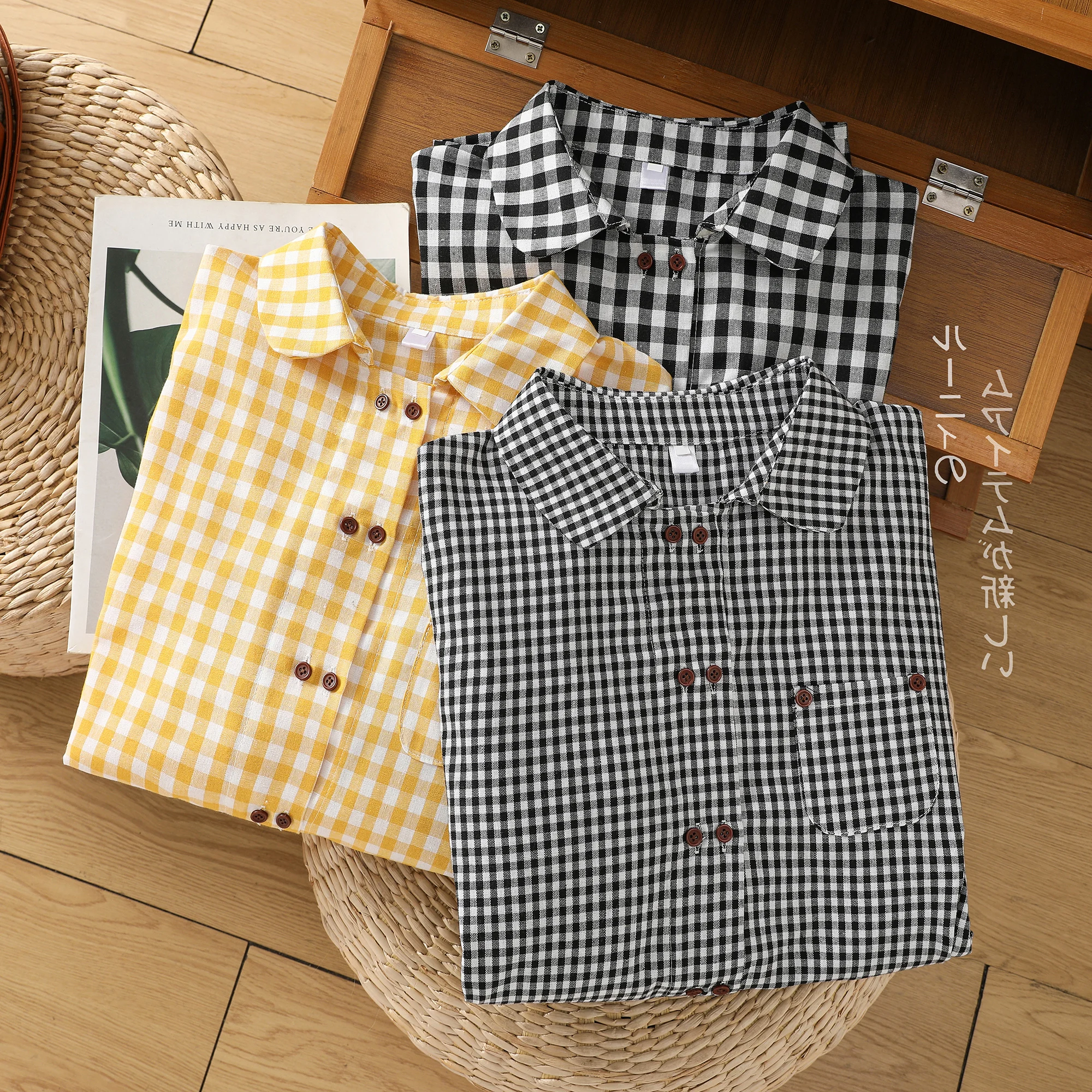 

High-End Anti-Aging Plaid Long Sleeve Shirt Open Cardigan Loose Top Spring Autumn Outerwear Elegant Commute Style Cotton 100%