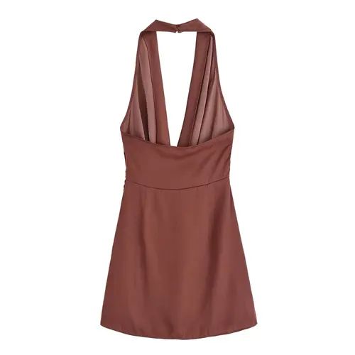 Imagen 2 del producto 2025 nueva ropa de verano para mujer, moda informal, cómoda, delgada, sexy, con incrustaciones, espalda descubierta, vestido corto con cuello halter