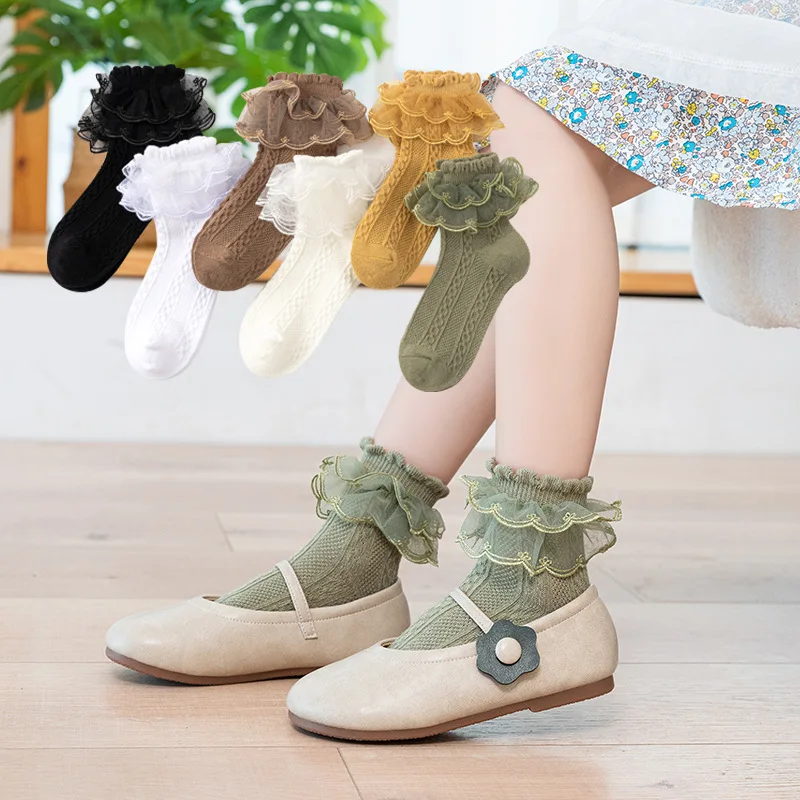 

Women Lace Ruffle Short Socks Lady Female Breathable Cotton Ankle Socks Casual Fashion Girls Cute Sweet Low Tube Socks