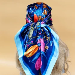 Women 90X90CM New Shawls The Four Seasons Beach Scarves Fashion Model Square Silk Hijab Popular Design Sunscreen Headscarf