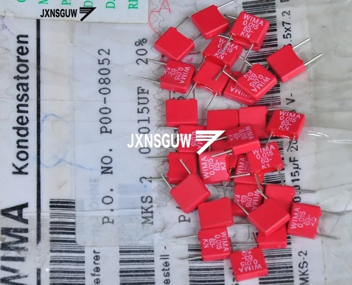 

10PCS WIMA MKS-2 0.015UF63V P5MM Film capacitor 153/63V Electrolytic Capacitor MKS2 0.015UF 63VDC 15NF 153 Red